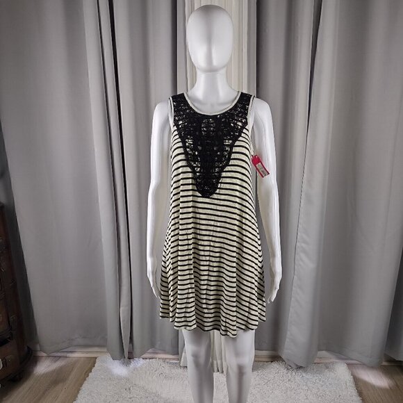 Xhilaration Dresses & Skirts - Xhilaration Black & Cream Lightweight Stretchy Striped Tank Top Dress Sz S (NWT)